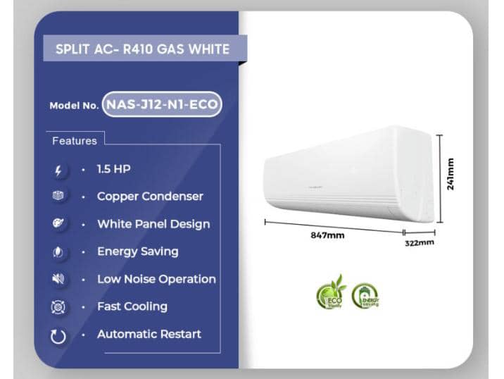 Nasco 1.5Hp R410 Split Air Condition White