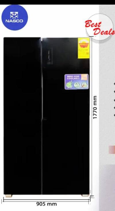 Nasco 521L Frost Free Premium Black Side by Side Refrigerator w/ Digital Display| Surround Cooling Airflows, Moist Fresh Zone, Energy Efficient [NASF2-66.1]