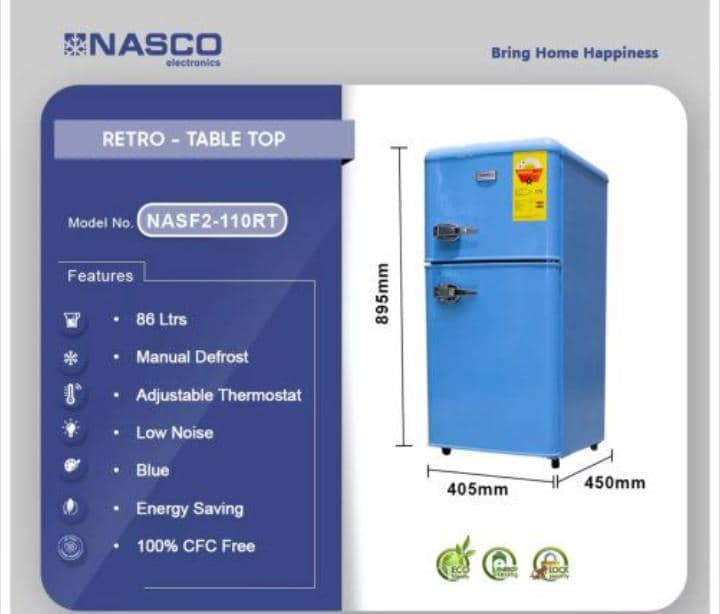 Nasco 86Ltrs Retro New Model Table Top Refrigerator