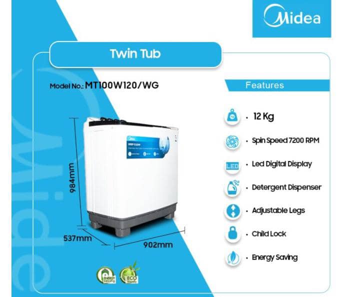 Midea 12Kg Twin Tub Washing Machine