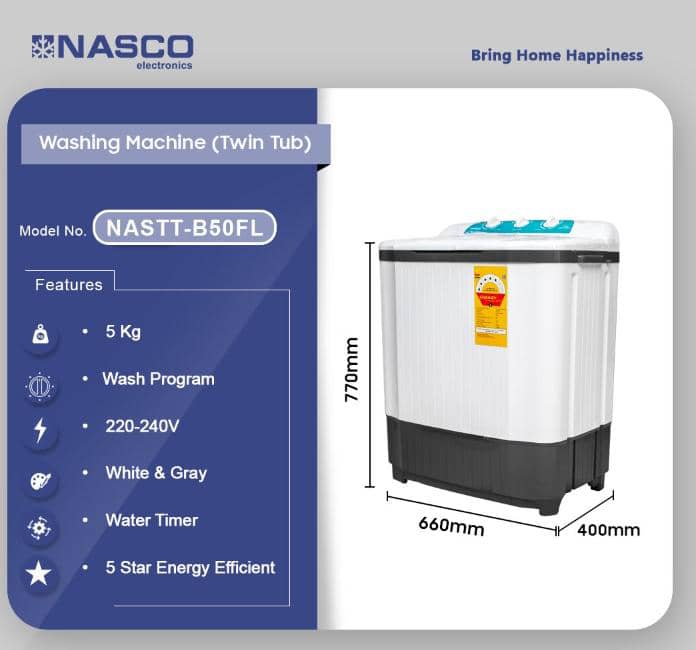 Budget-Friendly Washing: Get the Nasco 5KG Twin Top Today